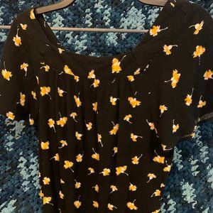XS Black Floral Blouse